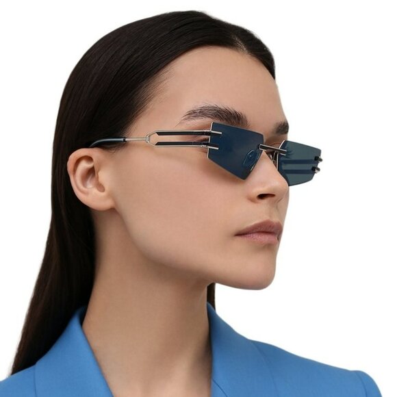 Balmain FIXE BPS-123E-54 Women BRAND NEW Sunglasses Titanium Silver Blue Mirror - Picture 11 of 12